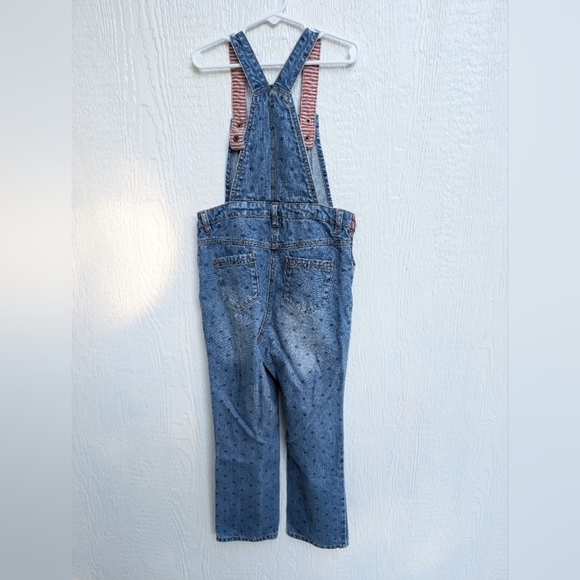 Hanna Andersson Denim Polka Dot Cotton Bibs Overalls Youth Kids Size 8 130cm - Picture 4 of 4
